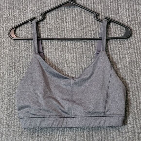 Athletic Works Sports Bra Womens L 12 - 14 Gray Core Active Lattice Back Cami - Picture 1 of 5